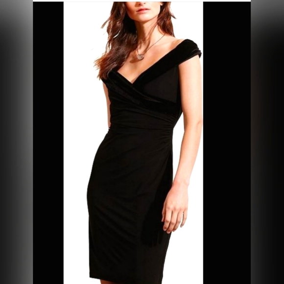 Ralph Lauren Dresses & Skirts - RALPH LAUREN @ VELVET Neck SLEEVELESS Knee BLACK EVENING DRESS